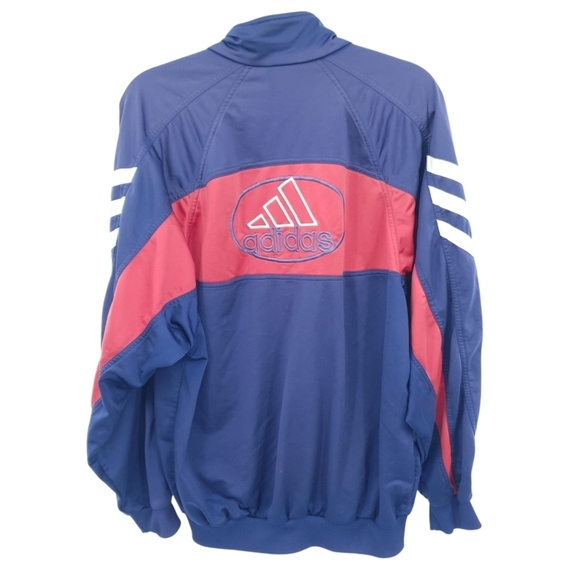 Adidas Vintage 90's Track Jacket Embroidered Navy Blue and Red Men's Large‎ - Picture 2 of 8
